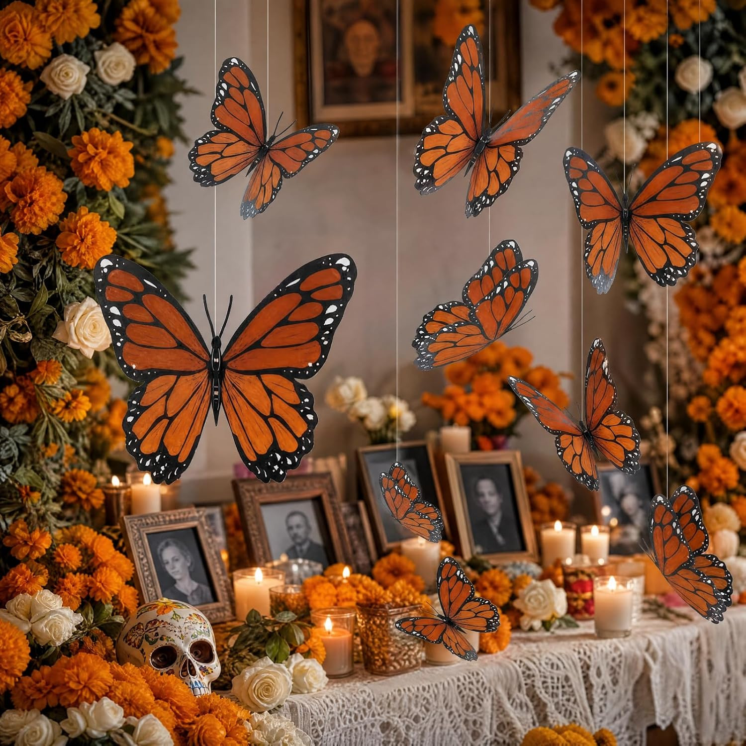 18 Pcs Large Monarch Butterfly Decoration Fall Day of the Dead