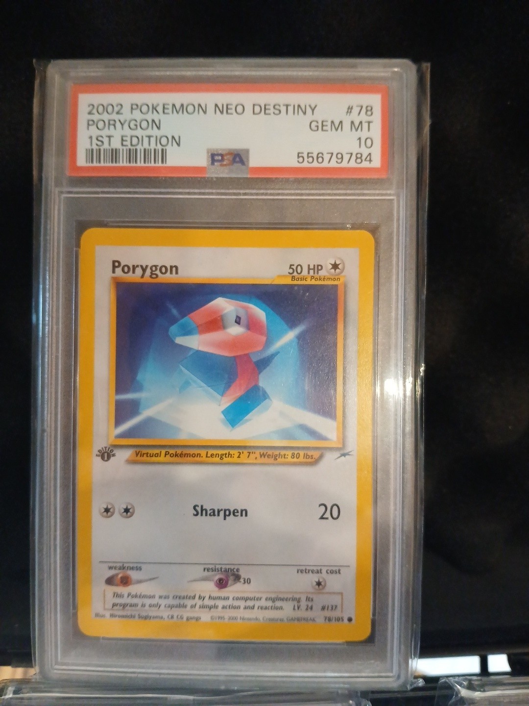 PSA 10 GEM MINT Porygon 1st Edition 78/105 Pokémon 2002 Neo Destiny Graded Card PSA 10 GEM MINT Porygon 1st Edition 78/105 Pokémon 2002 Neo Destiny Graded Card