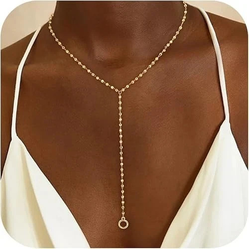 Lariat Bar Y-Lariat Long Link Beaded Chain 18