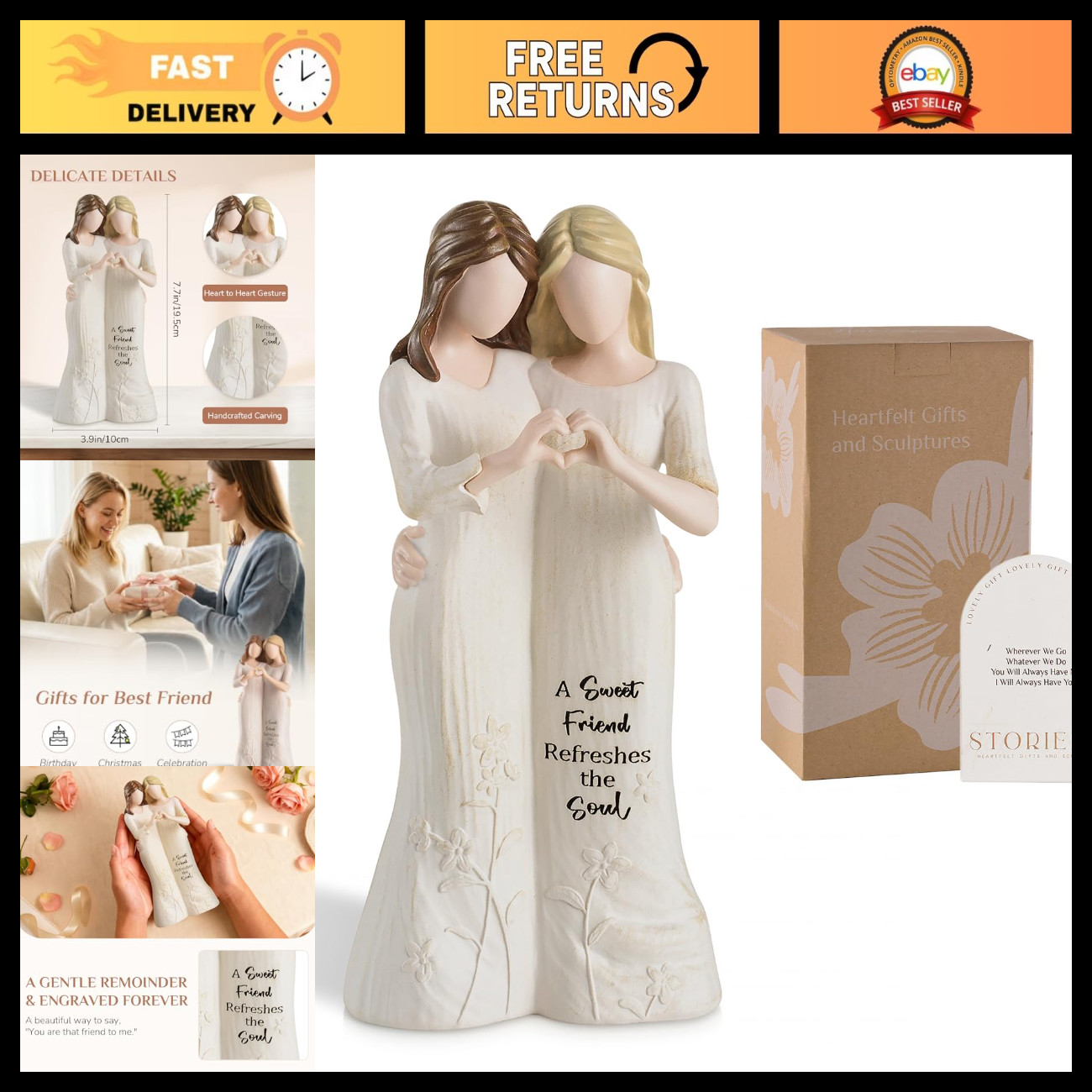 Hand-Painted Best Friend Figurine - Unique Friendship Gift for Women, Collectibl Hand-Painted Best Friend Figurine - Unique Friendship Gift for Women, Collectibl
