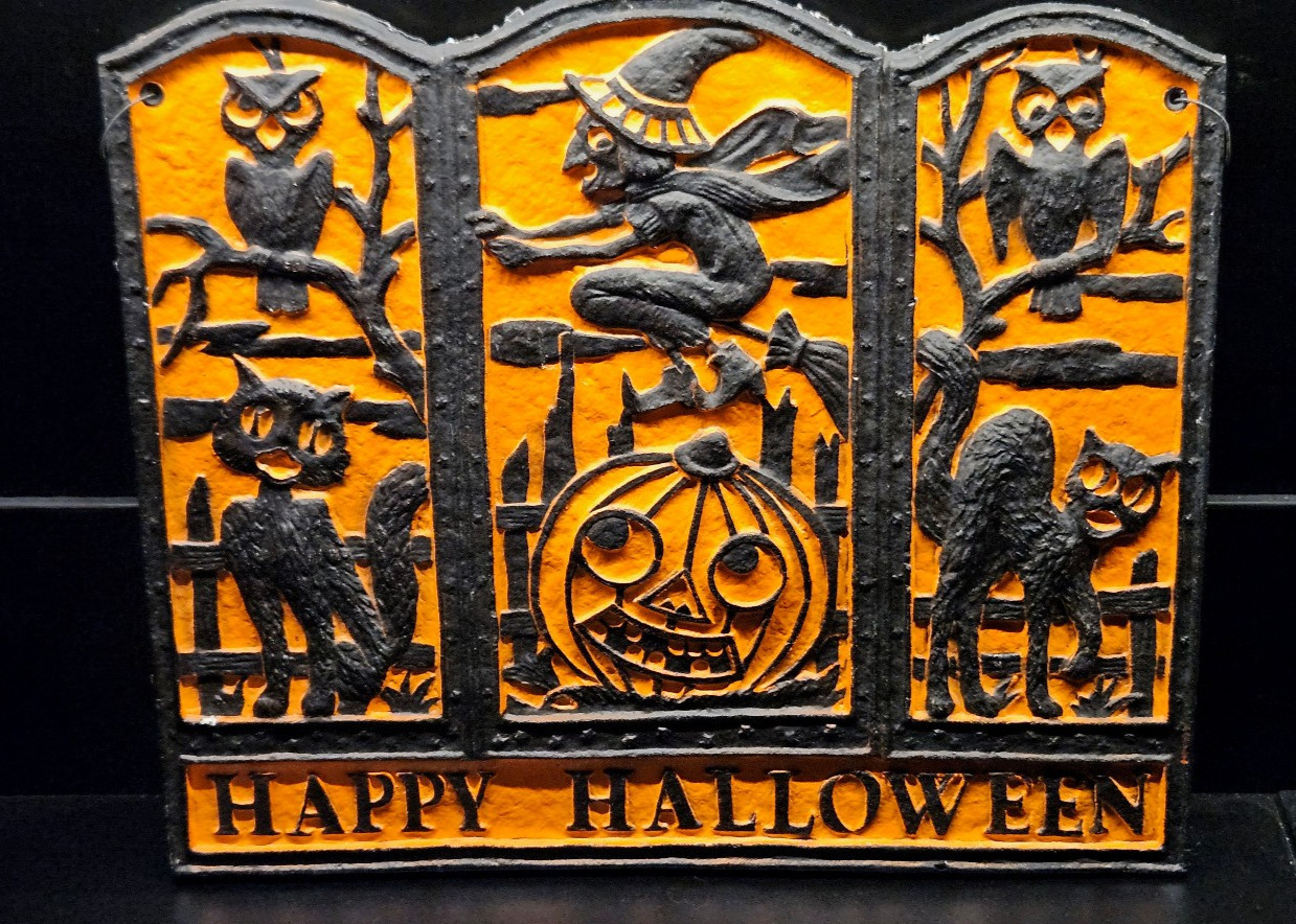 Rare 2006 BETHANY LOWE Happy Halloween Screen Pressed Paper Embossed  12 x 10