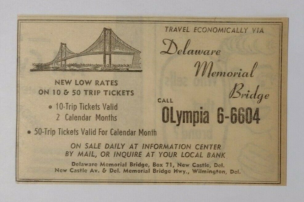 1959 Delaware Memorial Bridge Advertisement