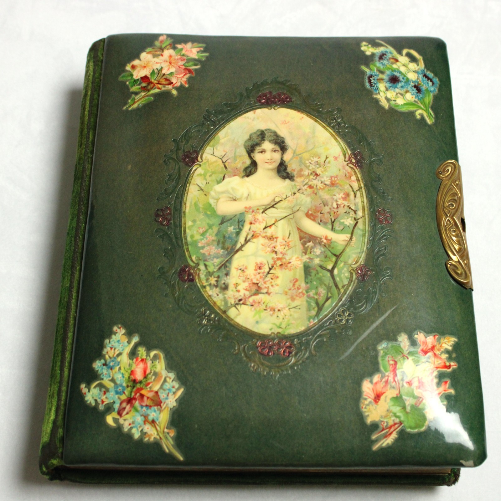 Antique Victorian 1800s Cabinet Card Photo Album w/ Young Lady + 2 Photos