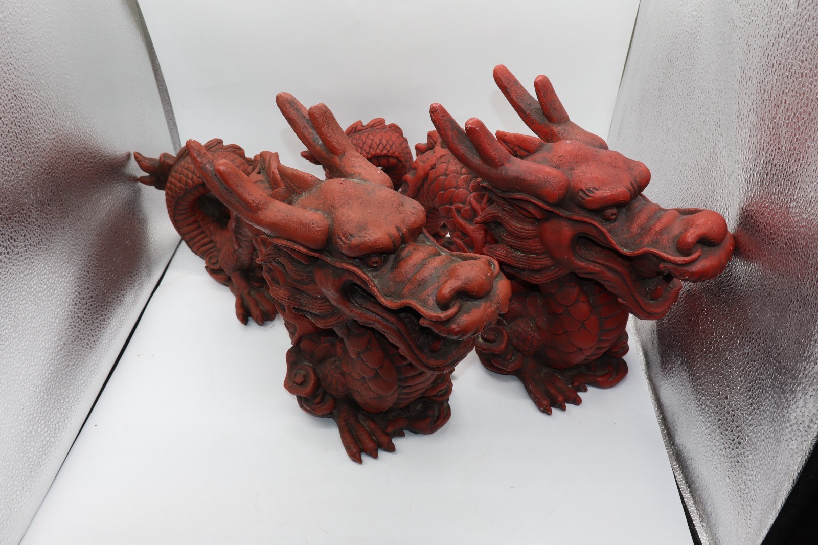 x2 Vintage Chinese Water Dragon Red Large 18\