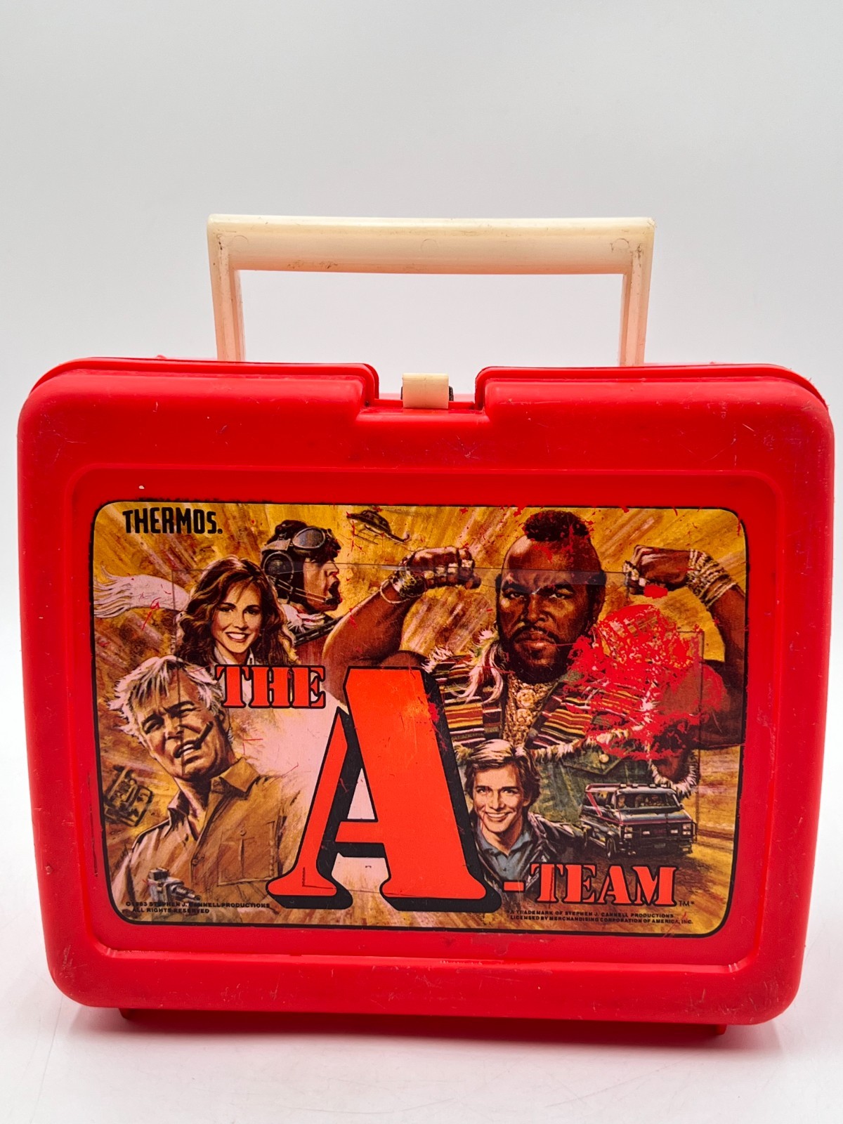 1983 The A-Team Thermos Red Plastic Lunch Box Vintage NBC TV Show No Thermos 1983 The A-Team Thermos Red Plastic Lunch Box Vintage NBC TV Show No Thermos