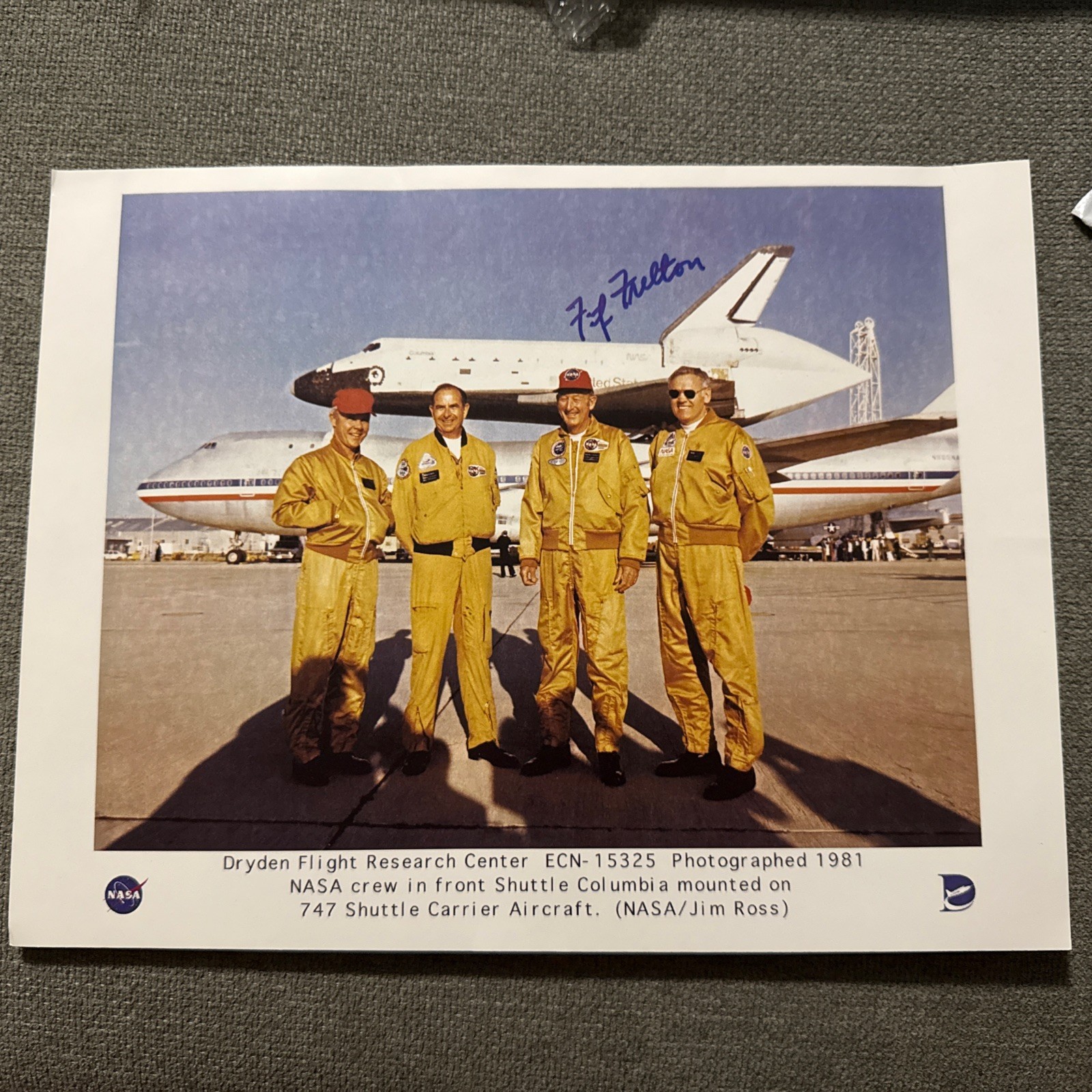 Fitz Fulton Signed 1981 NASA Test Pilot 8x10 Photo Autograph Space Aviation