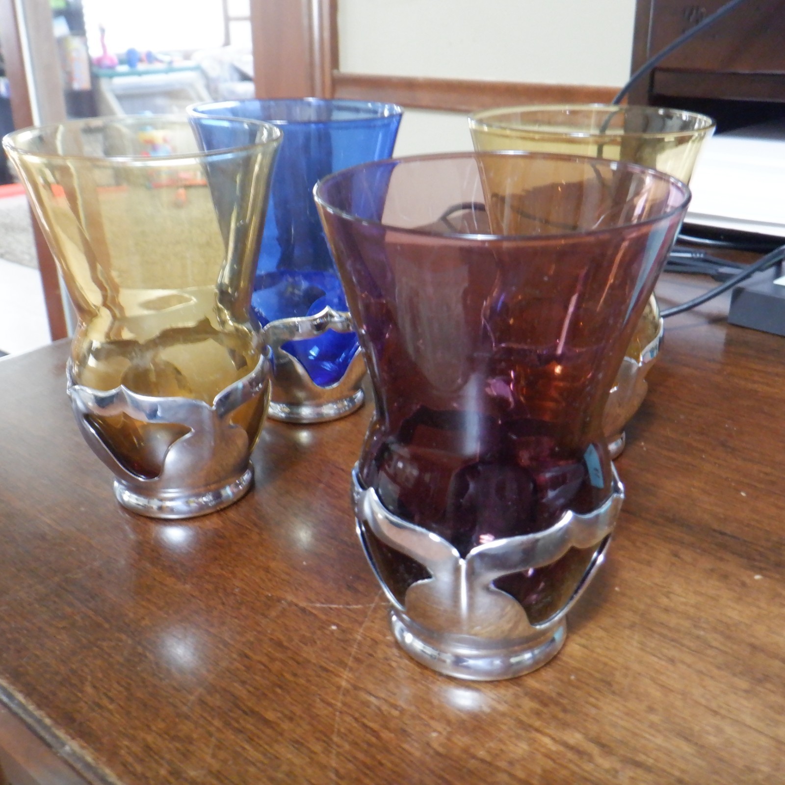 Vintage Krome Kraft Farber Bros NY Stemless Water Glasses 5 Vintage Krome Kraft Farber Bros NY Stemless Water Glasses 5