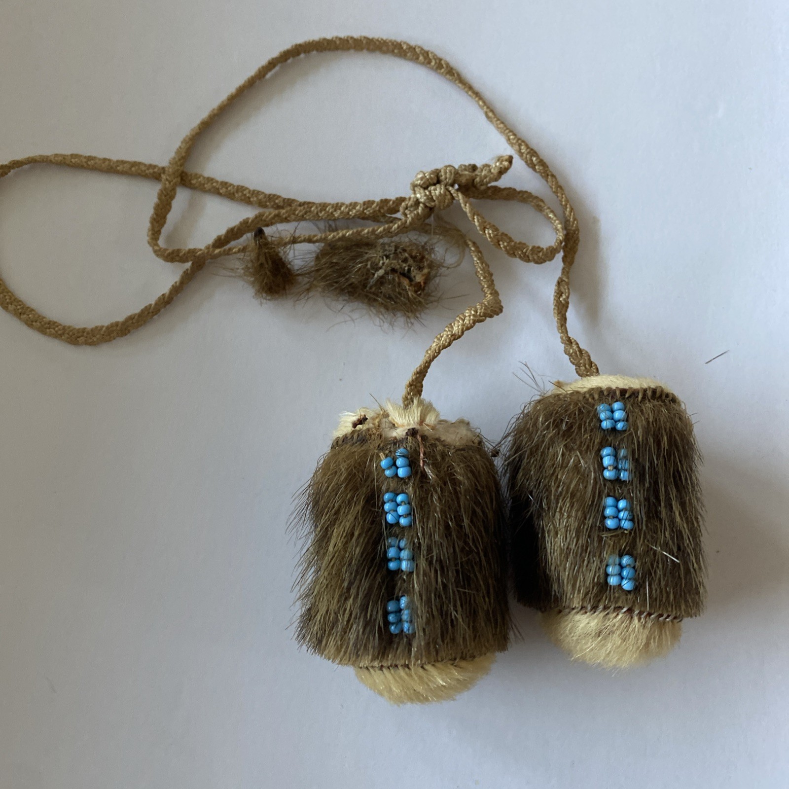 Vintage Alaskan Eskimo Yo Yo Pom Balls Leather Beaded Toy