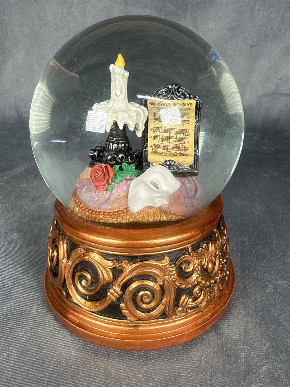 VTG The SF Music Box Co Phantom Of The Opera Musical Snow Globe Masquerade Works