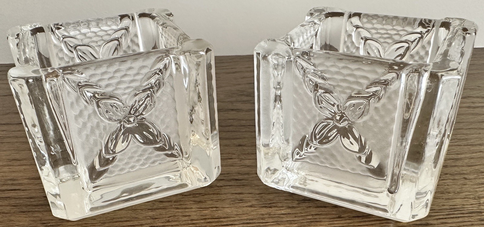 Partylite Clear Glass Square Open Square Candle Holder, 2-Piece Set