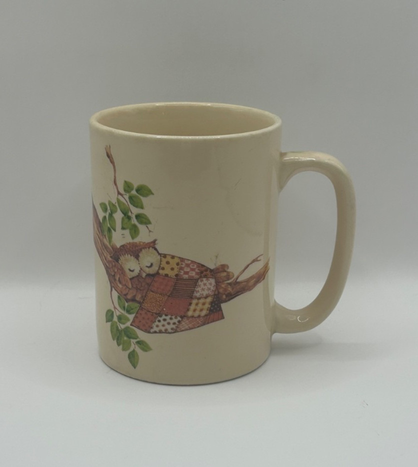 Vintage Otagiri Owl Coffee Mug Japan Patchwork Quilt 1980s Rustic Vintage Otagiri Owl Coffee Mug Japan Patchwork Quilt 1980s Rustic