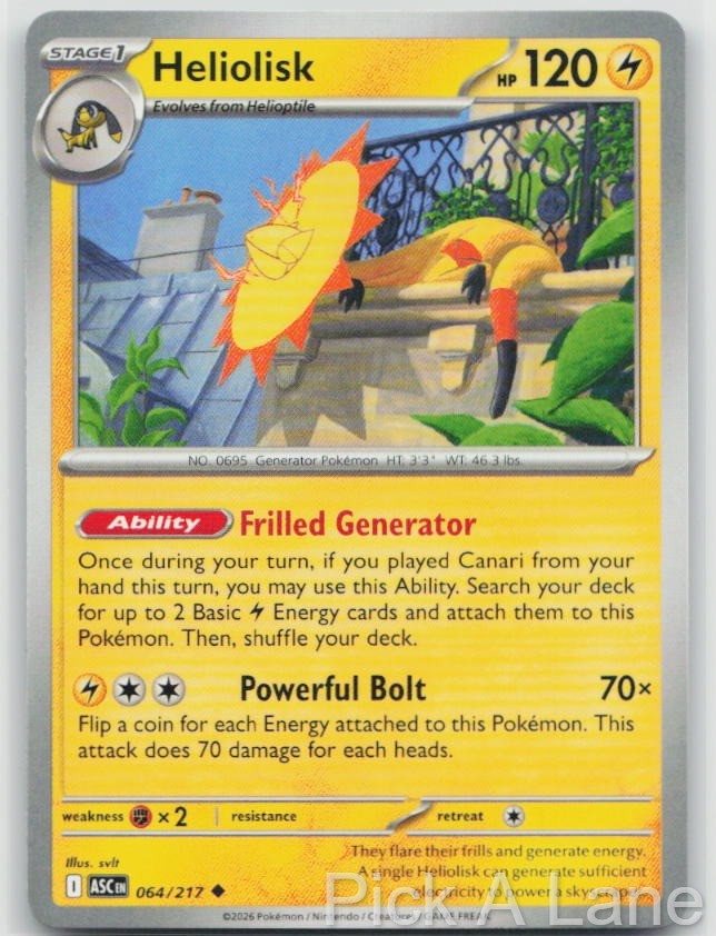 Heliolisk 064/217 Uncommon Ascended Heroes Pokemon Near Mint Heliolisk 064/217 Uncommon Ascended Heroes Pokemon Near Mint