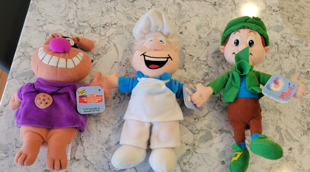 New Vintage General Mills Breakfast Babies Lucky Leprechaun Wendell Chip 3 Lot New Vintage General Mills Breakfast Babies Lucky Leprechaun Wendell Chip 3 Lot