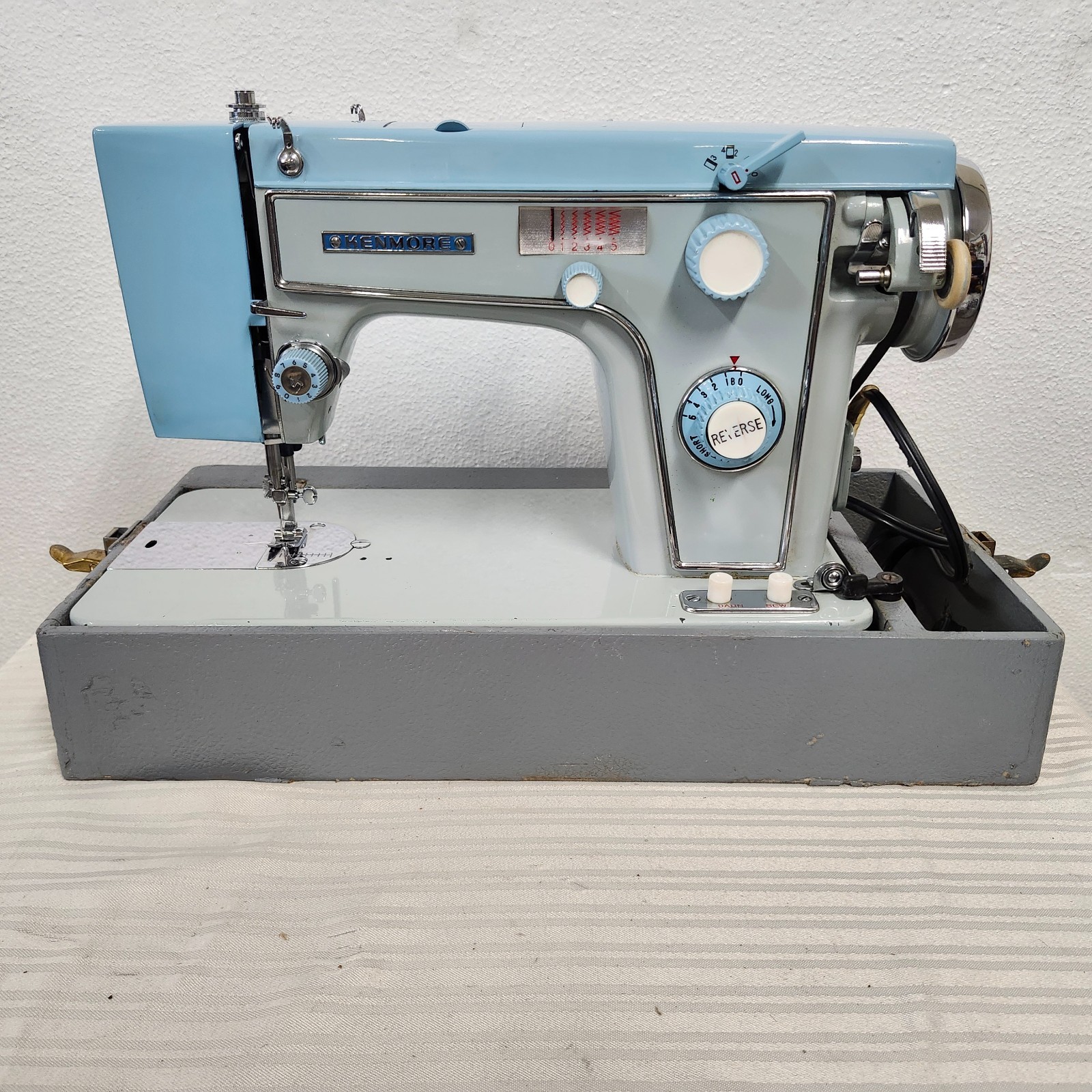 Stunning 1950s Kenmore Sewing Machine C877.782 Baby Blue Fully Tested 24 Cams