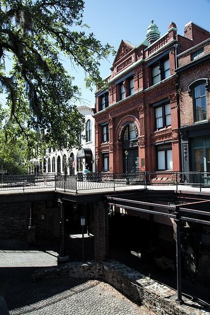 Savannah Georgia Cotton Exchange Building 1887 Brick Facade Bridge View