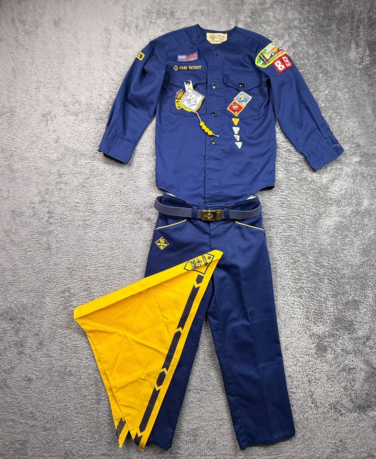 Vintage 80s BSA Cub Scout Uniform Shirt Pants Belt Neckerchief Columbia Pacific