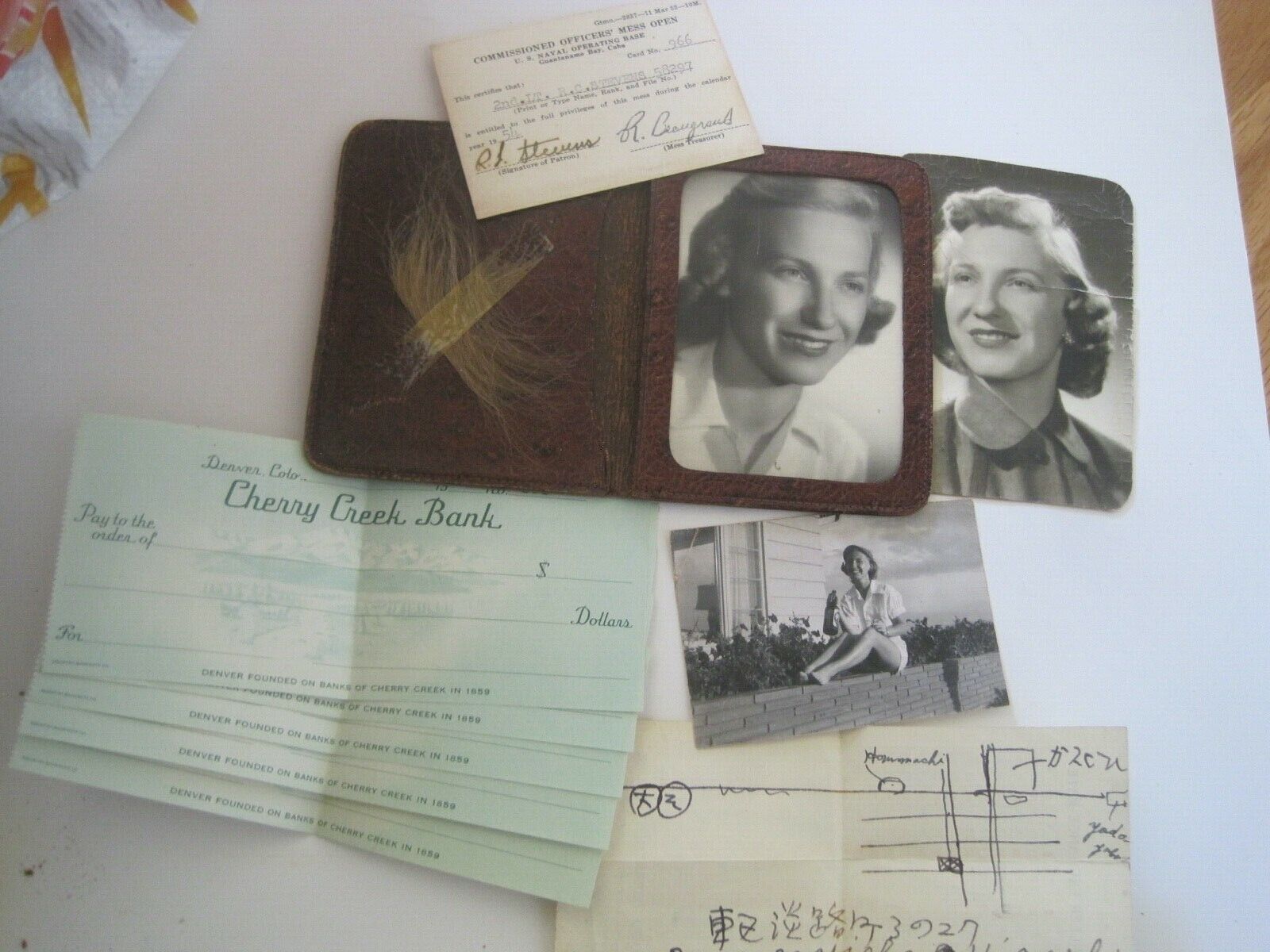 Naval Officers Lt. WWII Wallet Time Capsule Pictures Cherry Creek Checks Denver 