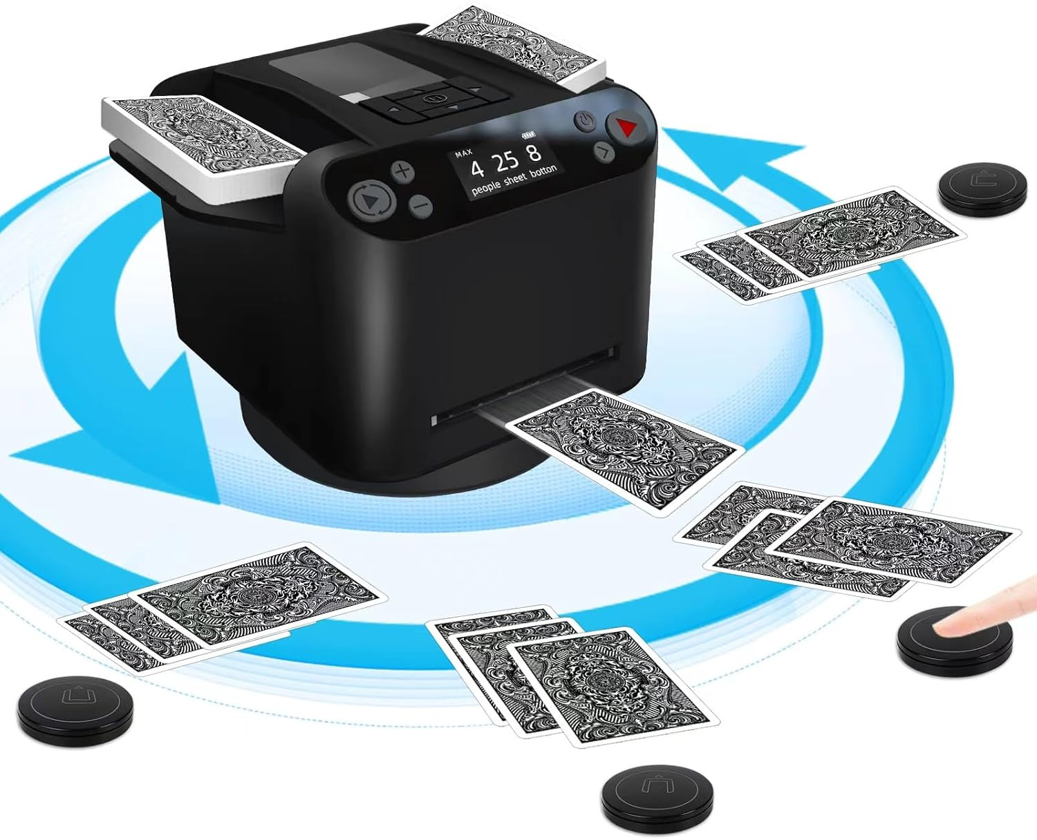 Versatile 2-In-1 Automatic Card Shuffler & Dealer Machine- Efficient Shuffles 2 