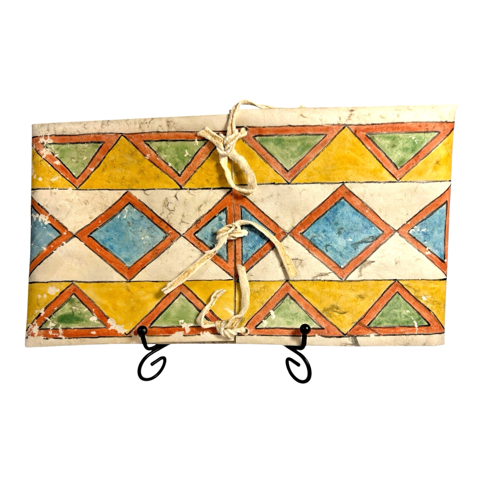 Antique Native American Plains Parfleche Envelope - Geometric Painted Rawhide Antique Native American Plains Parfleche Envelope - Geometric Painted Rawhide