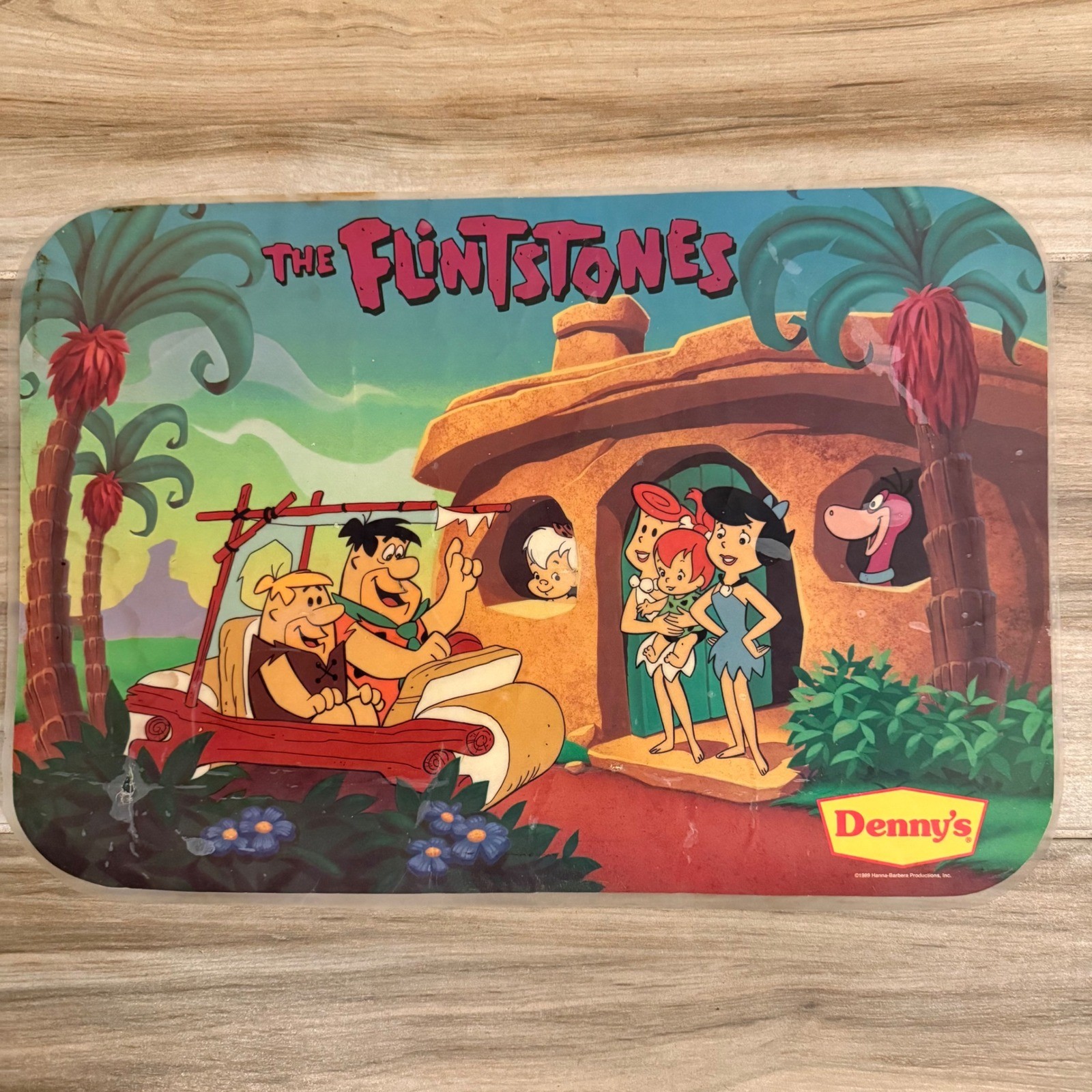 Vintage 1989 Dennys The Flintstones Plastic Placemat Hanna-Barbera Collectible Vintage 1989 Dennys The Flintstones Plastic Placemat Hanna-Barbera Collectible