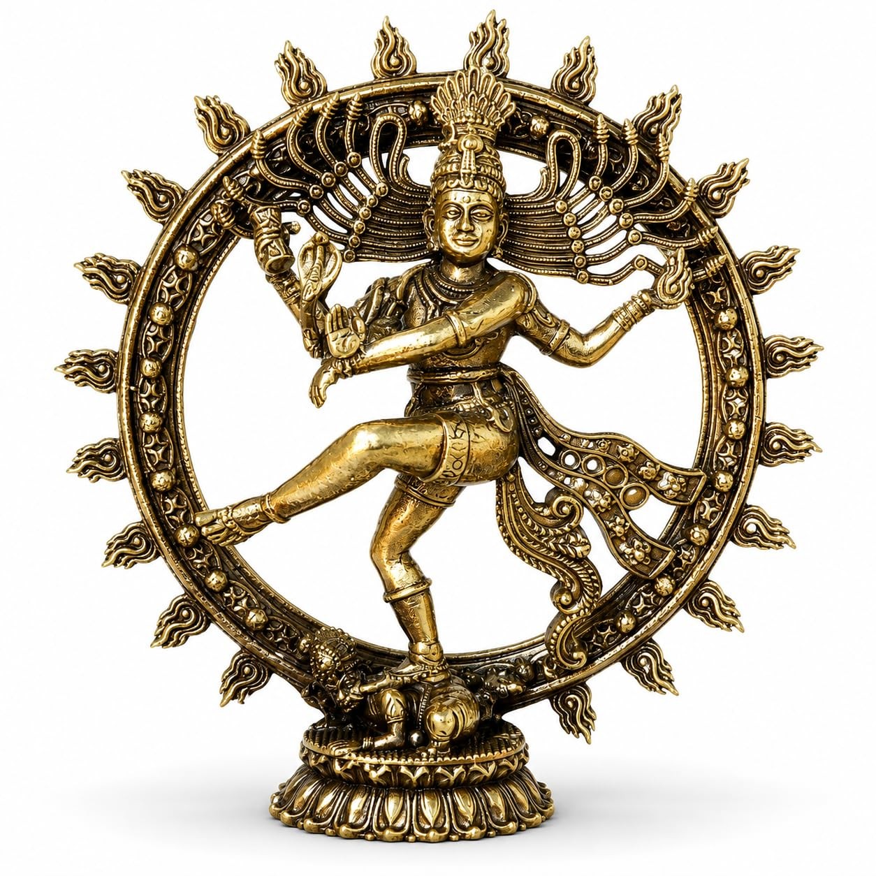 Brass Nataraja Idol Statue, Golden, 16 cm Height Handcrafted, Lord Shiva Dancing Brass Nataraja Idol Statue, Golden, 16 cm Height Handcrafted, Lord Shiva Dancing