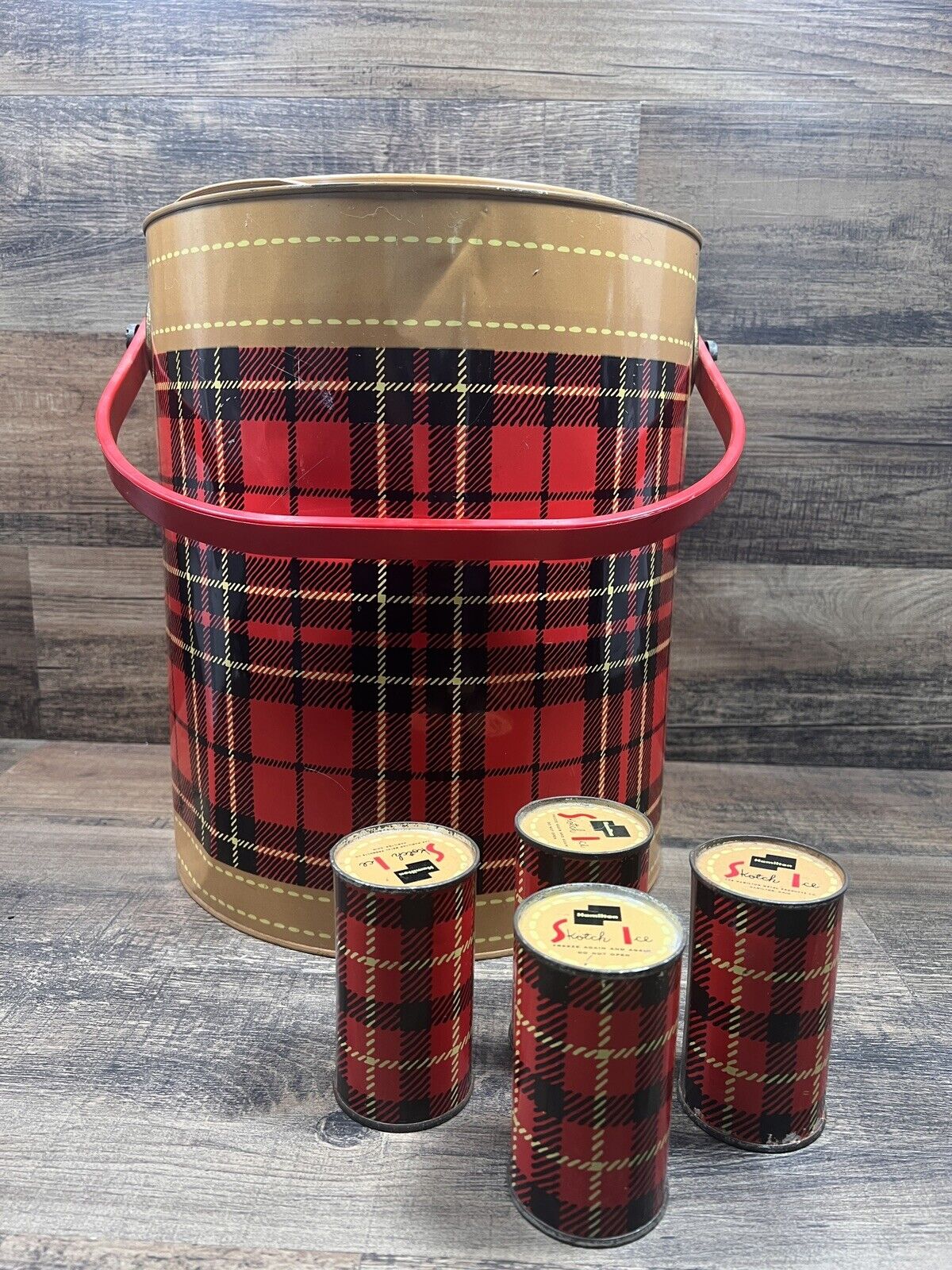 Vintage Hamilton Skotch Kooler Ice Bucket & 4 Ice Cans