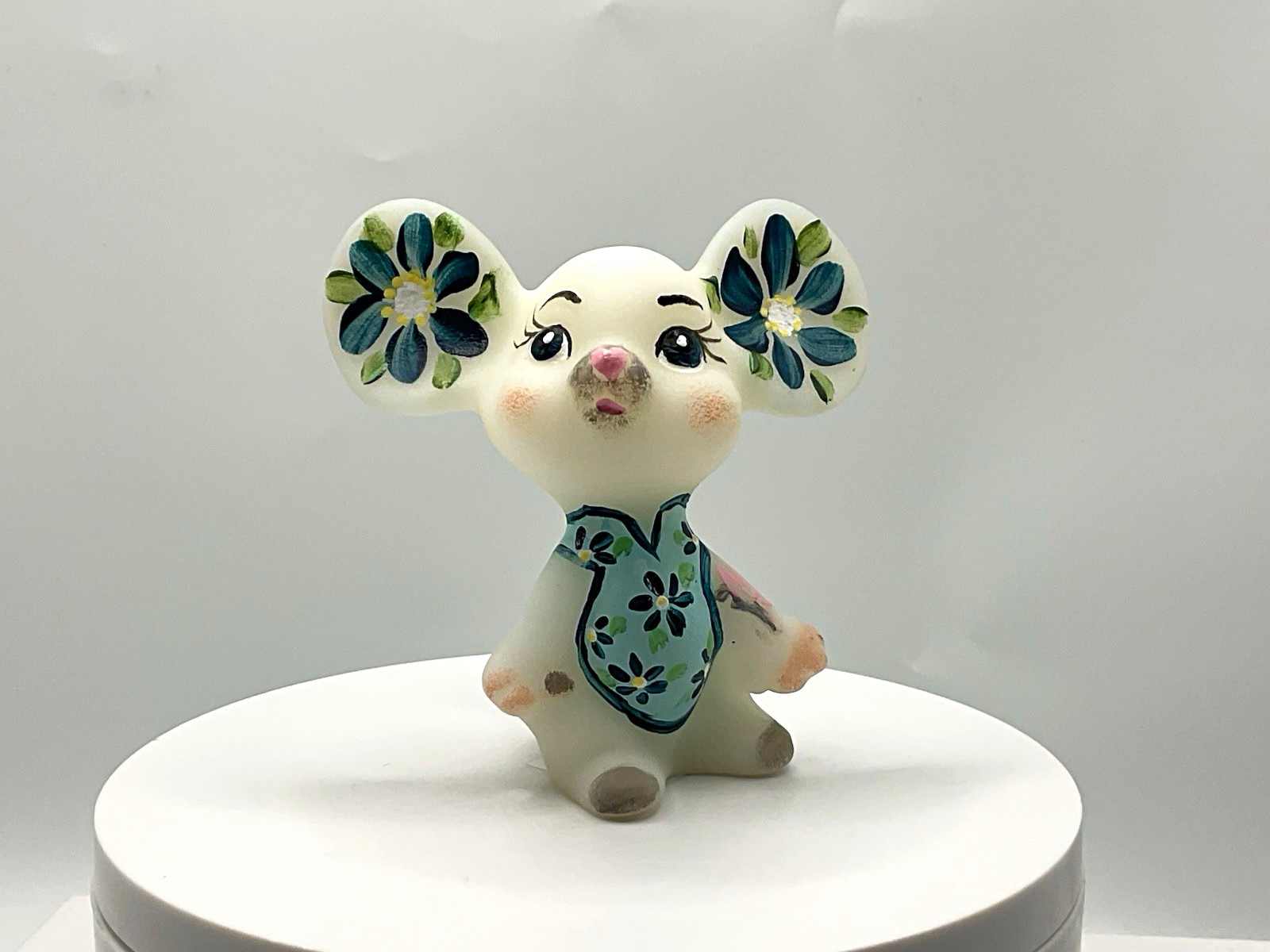 Fenton Milk Glass Hand Painted One of a Kind  Mouse by Melissa Caplinger