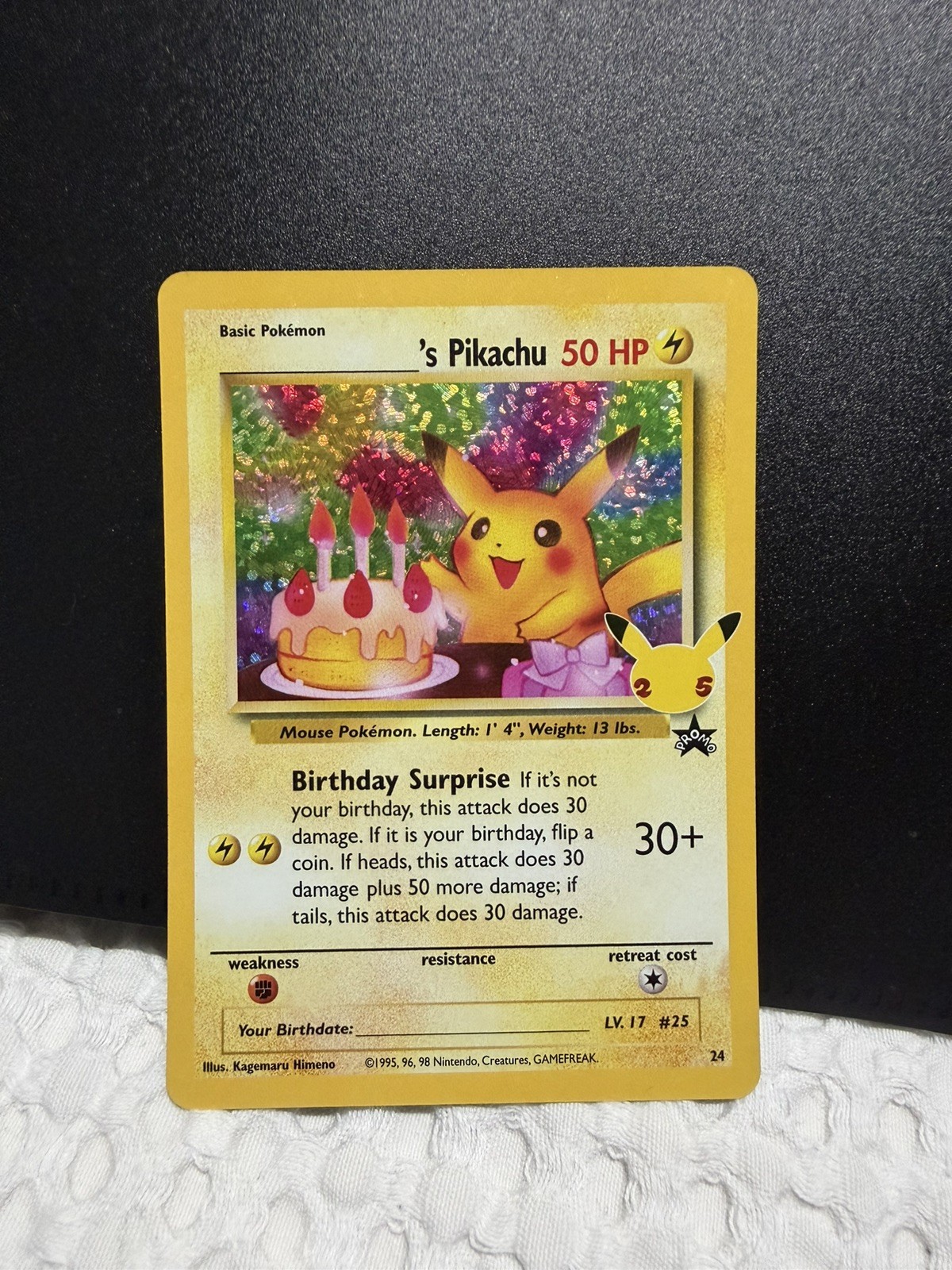 Birthday Pikachu Holo black star Promo Pokémon Celebrations Classic #24 NM