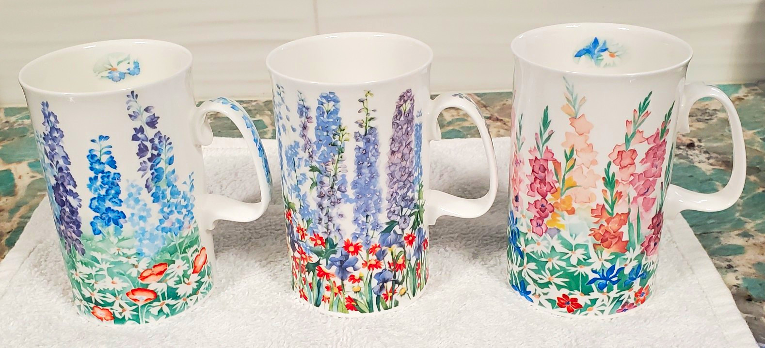 3 Dunoon Bone China Coffee Tea mugs Mug England Garden Party Christine Chadwick 3 Dunoon Bone China Coffee Tea mugs Mug England Garden Party Christine Chadwick