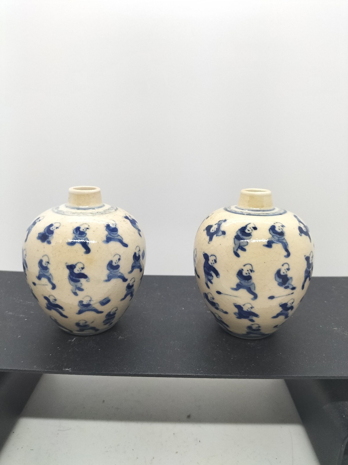 Pair Chinese Handmade Porcelain Miniature Jar (No Lid) Pair Chinese Handmade Porcelain Miniature Jar (No Lid)