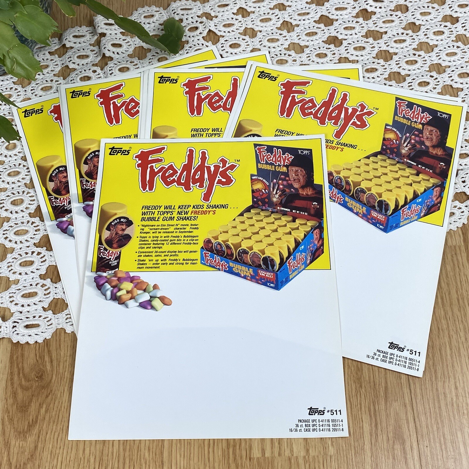 INDIVIDUALLY Vintage Freddy Krueger Topps Gum Promo Ads Nightmare on Elm St 80s INDIVIDUALLY Vintage Freddy Krueger Topps Gum Promo Ads Nightmare on Elm St 80s