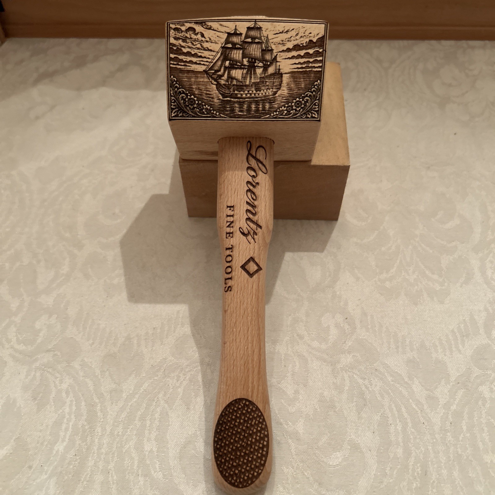 Ship Master’s Wooden Carving Mallet Hammer Artisan Design Gunstock Burned Ship Master’s Wooden Carving Mallet Hammer Artisan Design Gunstock Burned
