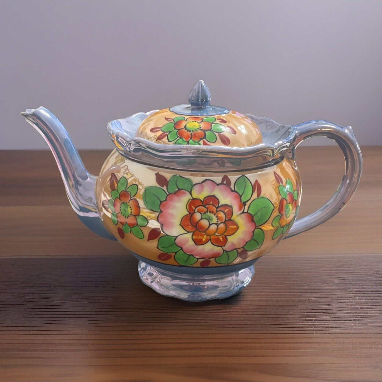 VTG Japanese Lusterware Floral Teapot Made in Japan Handpainted VTG Japanese Lusterware Floral Teapot Made in Japan Handpainted