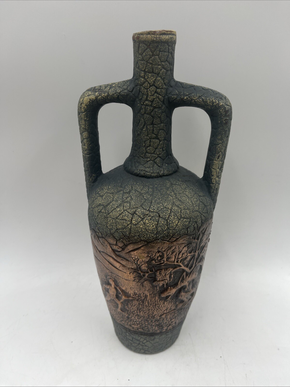 Kindzmarauli Georgia Clay 3D Empty Wine Bottle Copper Pottery Jug MCM Vintage