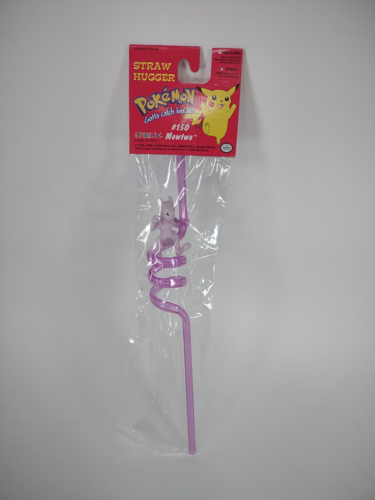 Vintage 1999 Pokemon Mewtwo Straw Hugger Drinking Straw #150 Brand New Sealed