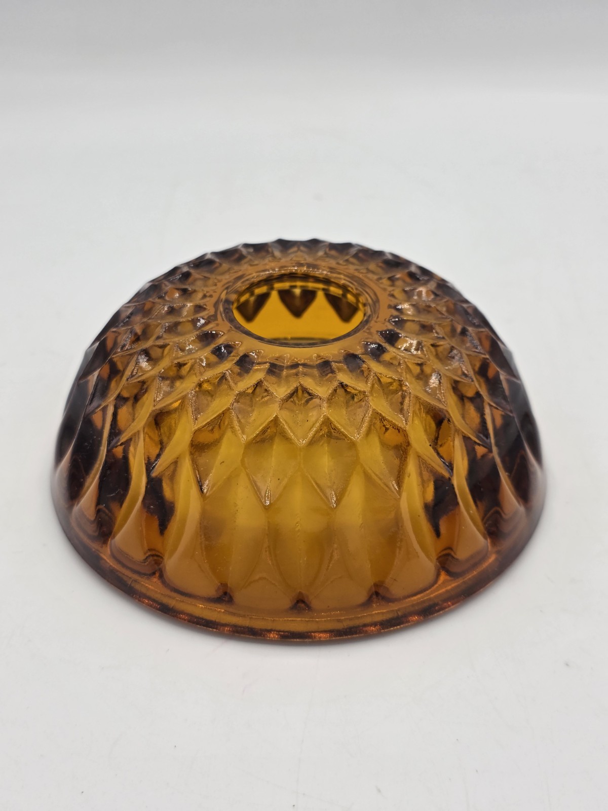 Vintage Indiana Glass Fairy Lamp GLOBE ONLY Amber Mt Vernon Diamond Point