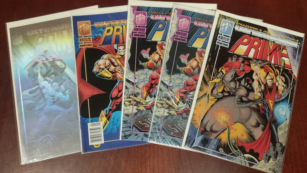 Lot Ultraverse Prime 1 Holographic Silver Cover 1993 + 1 2 3 +2 Bagged w Card