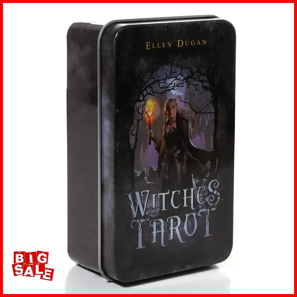 10.3*6cm Witches Tarot In A Tin Metal Box Tarot Deck with PDF Guide Book Divinat