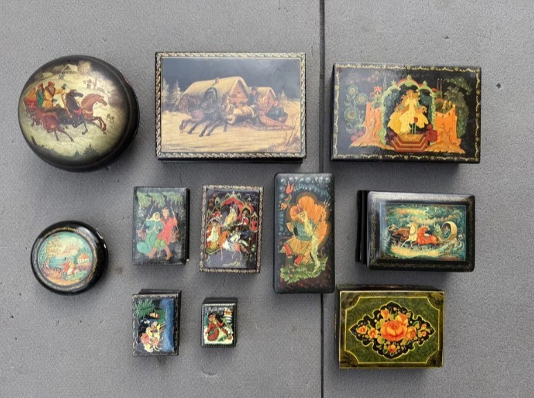 Vintage Lacquer Box Collection – Mstera, Fedoskino, Palekh – Hand Painted