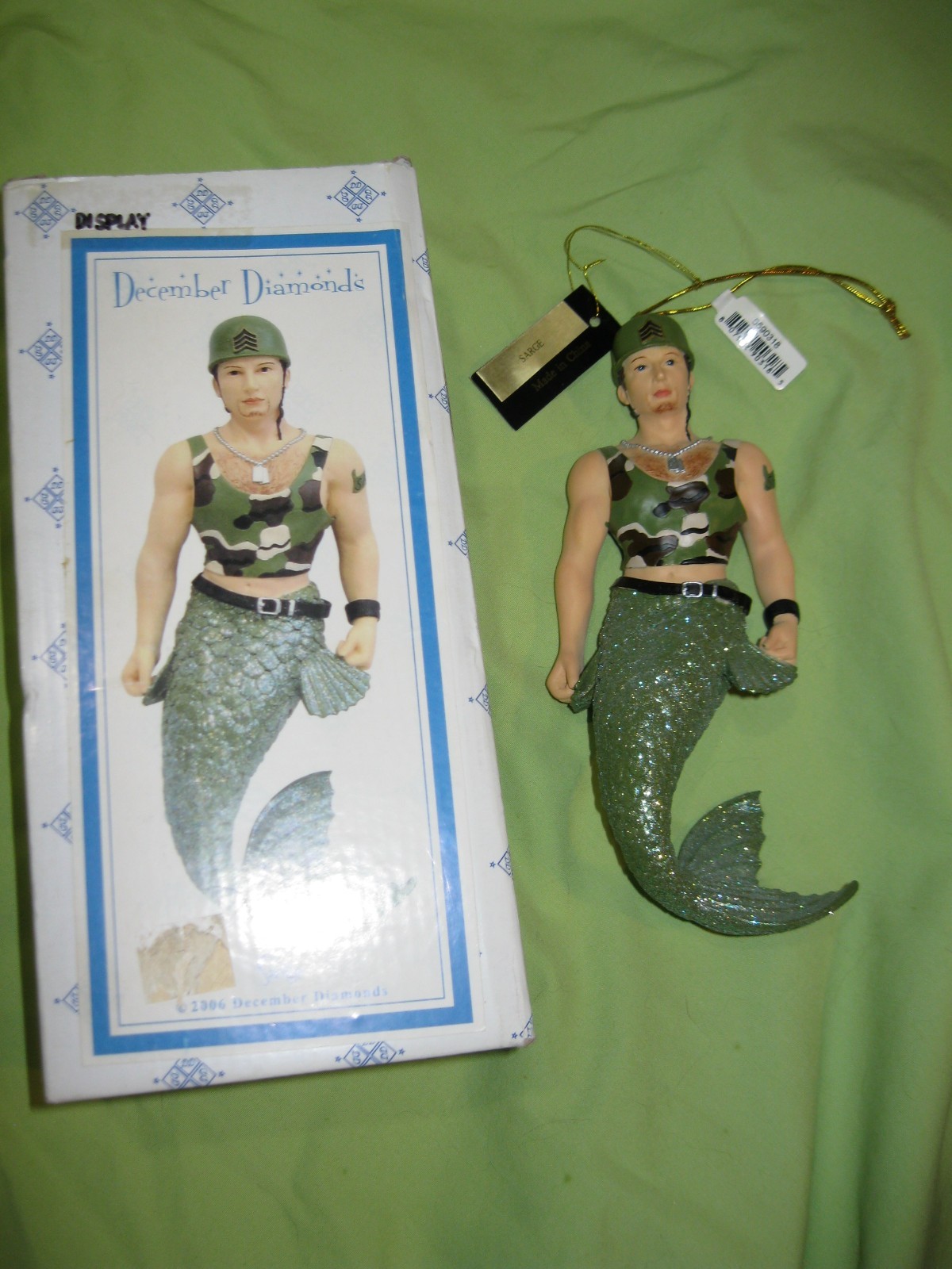 RARE 2006 December Diamonds #55-90418 Mermaid SARGE Army MERMAN ORNAMENT w/Box