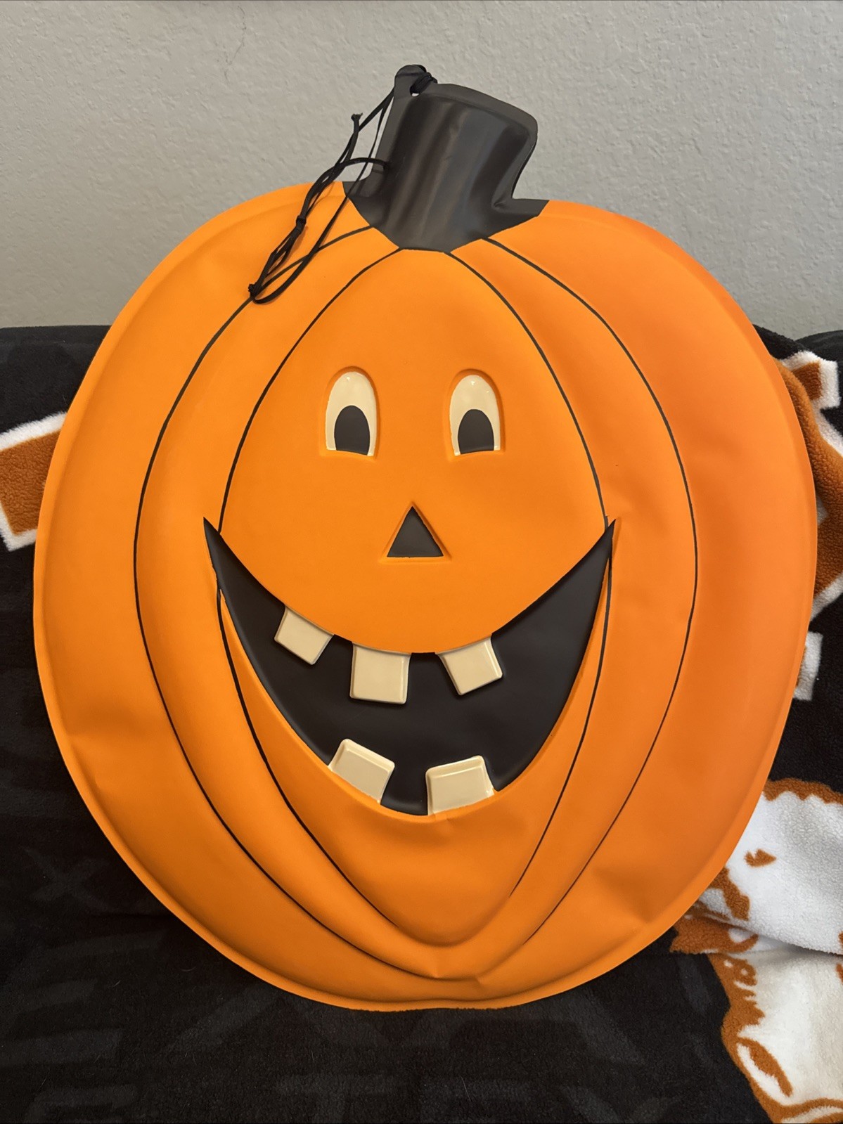 Vintage 1990s Vacuform Plastic Halloween 3D Pumpkin Jack O Lantern Wall Decor.