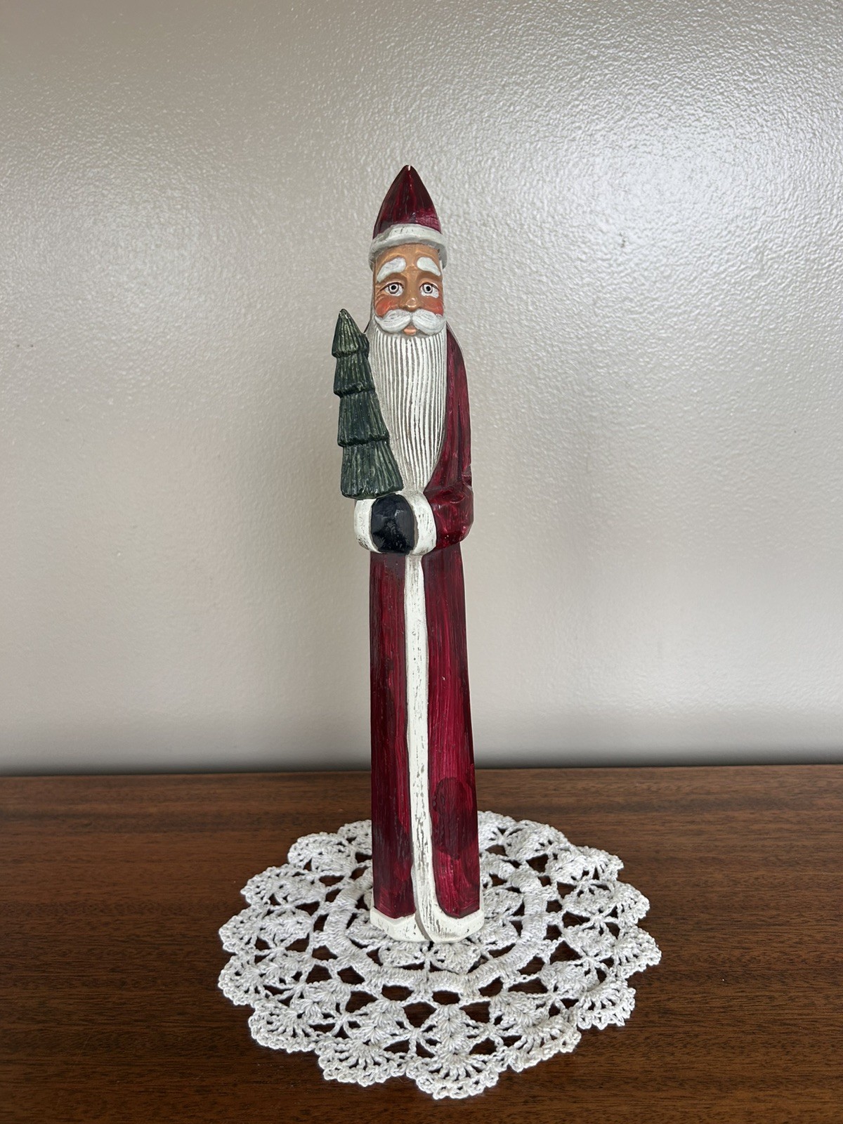 Vintage Santa Claus Pencil Thin Blow Mold Plastic Figurine 13.5\