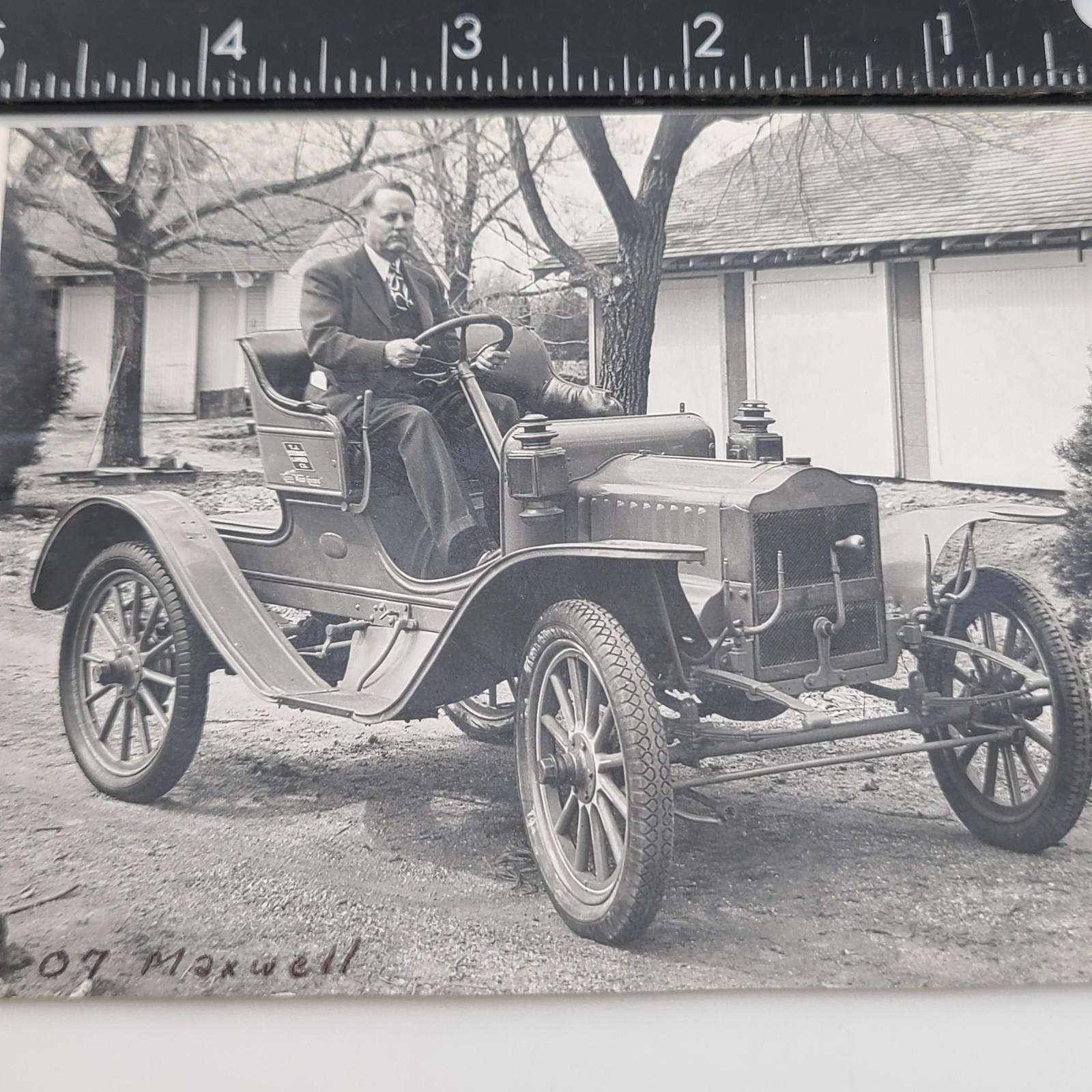 Stewart OK Oklahoma 1907 Maxwell Roadster Car Man Driver Antique Photo