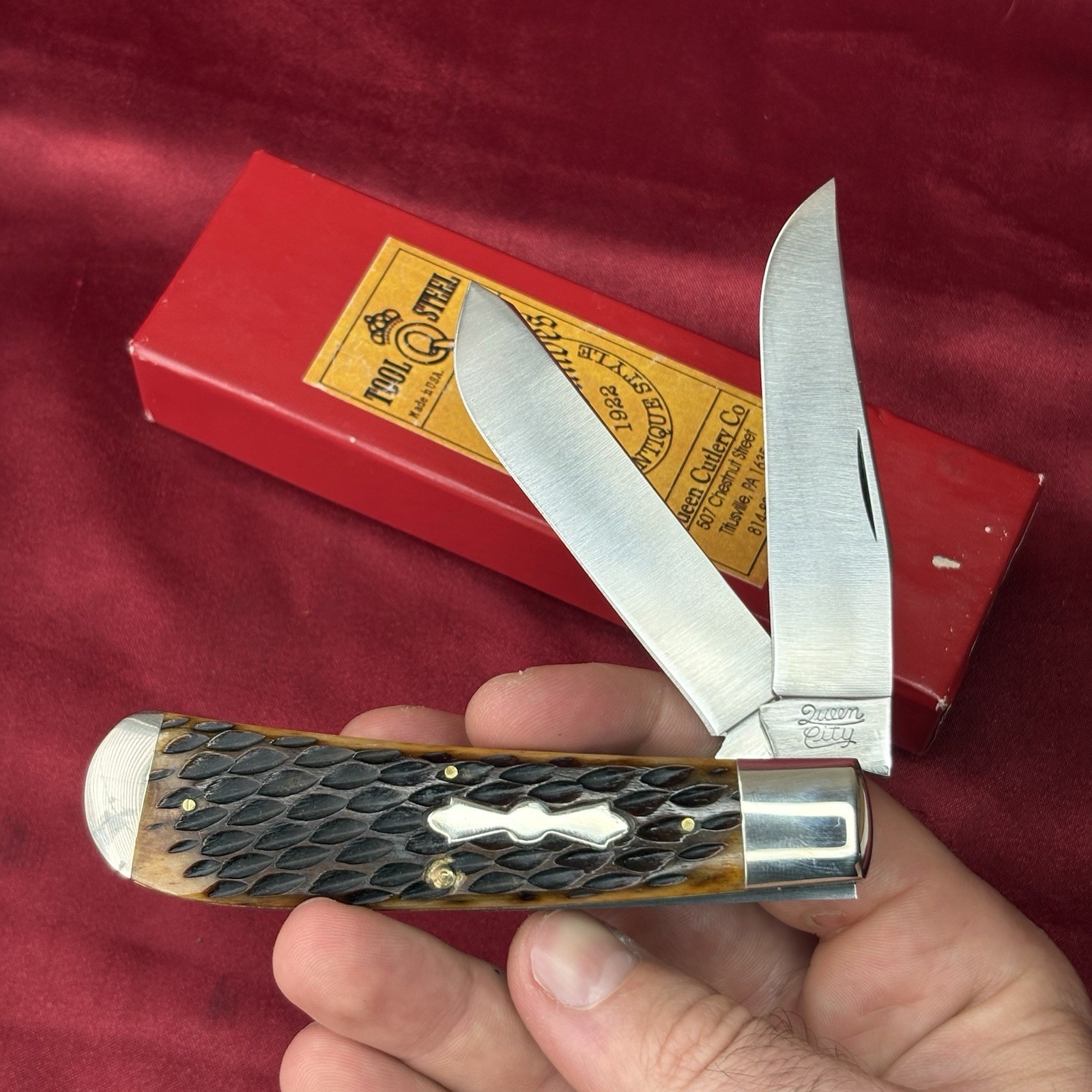 Queen City Pocket Knife Rodgers Bone Sway Belly Trapper Queen DFC NIB