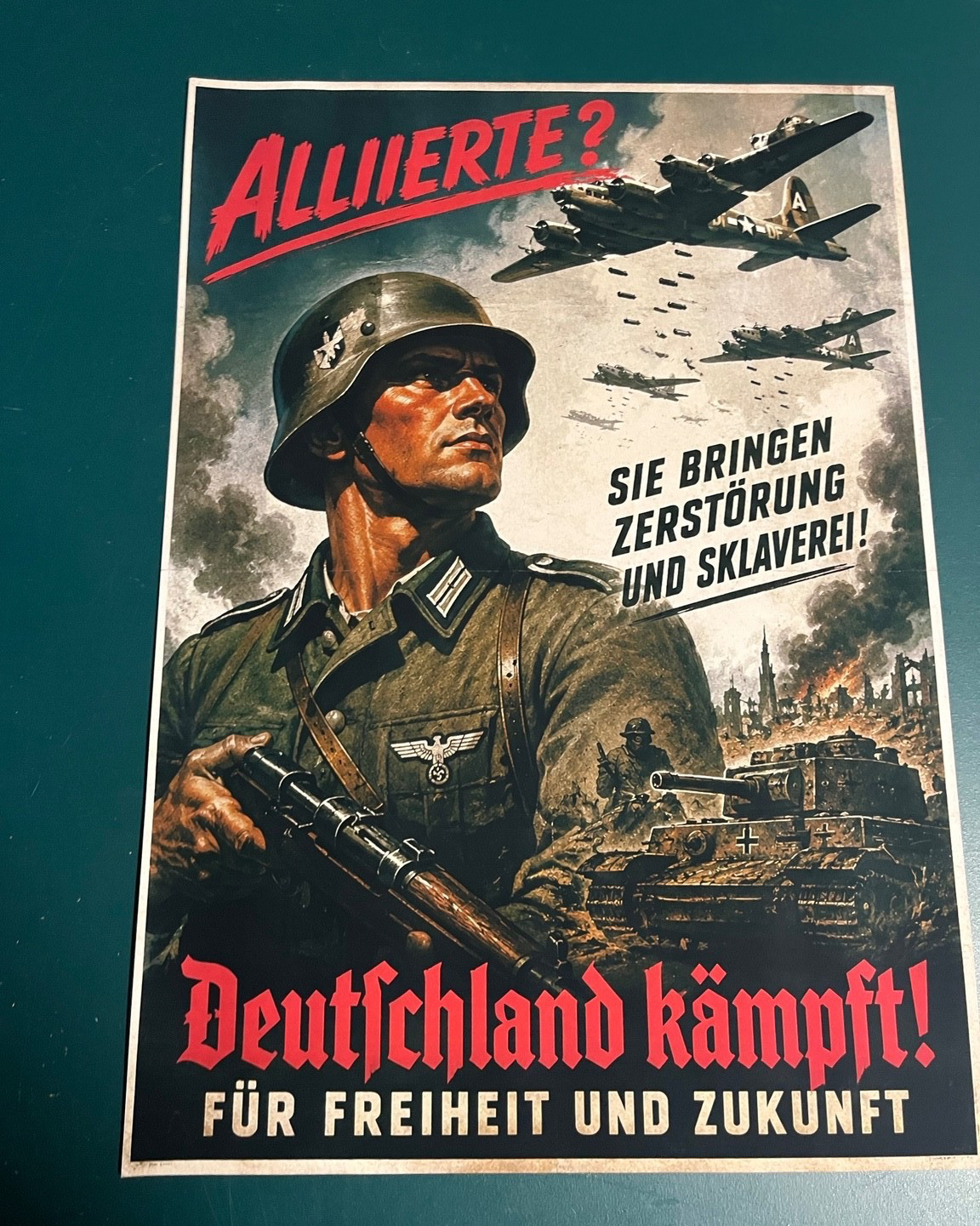 WWII German Propaganda Poster Reproduction Vintage War Art 13x19 Print WWII German Propaganda Poster Reproduction Vintage War Art 13x19 Print
