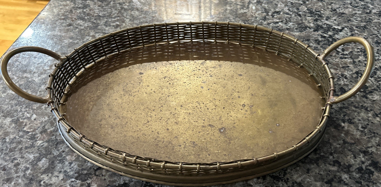 Vintage Mid Century Hollywood Regency Brass Bamboo Oval 14”TRAY Vintage Mid Century Hollywood Regency Brass Bamboo Oval 14”TRAY