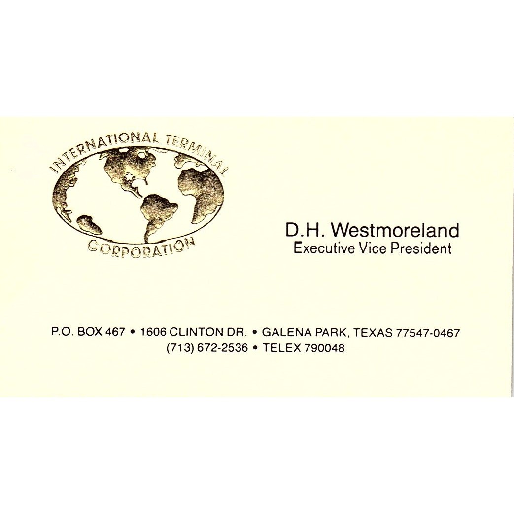 D.H. Westmoreland International Terminal Corp Galena Park Business Card SD9-B12