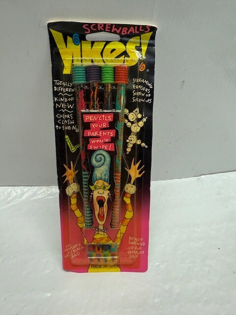 Yikes Screwballs HB #2 Pencils 4 Pack Vintage 90\'s