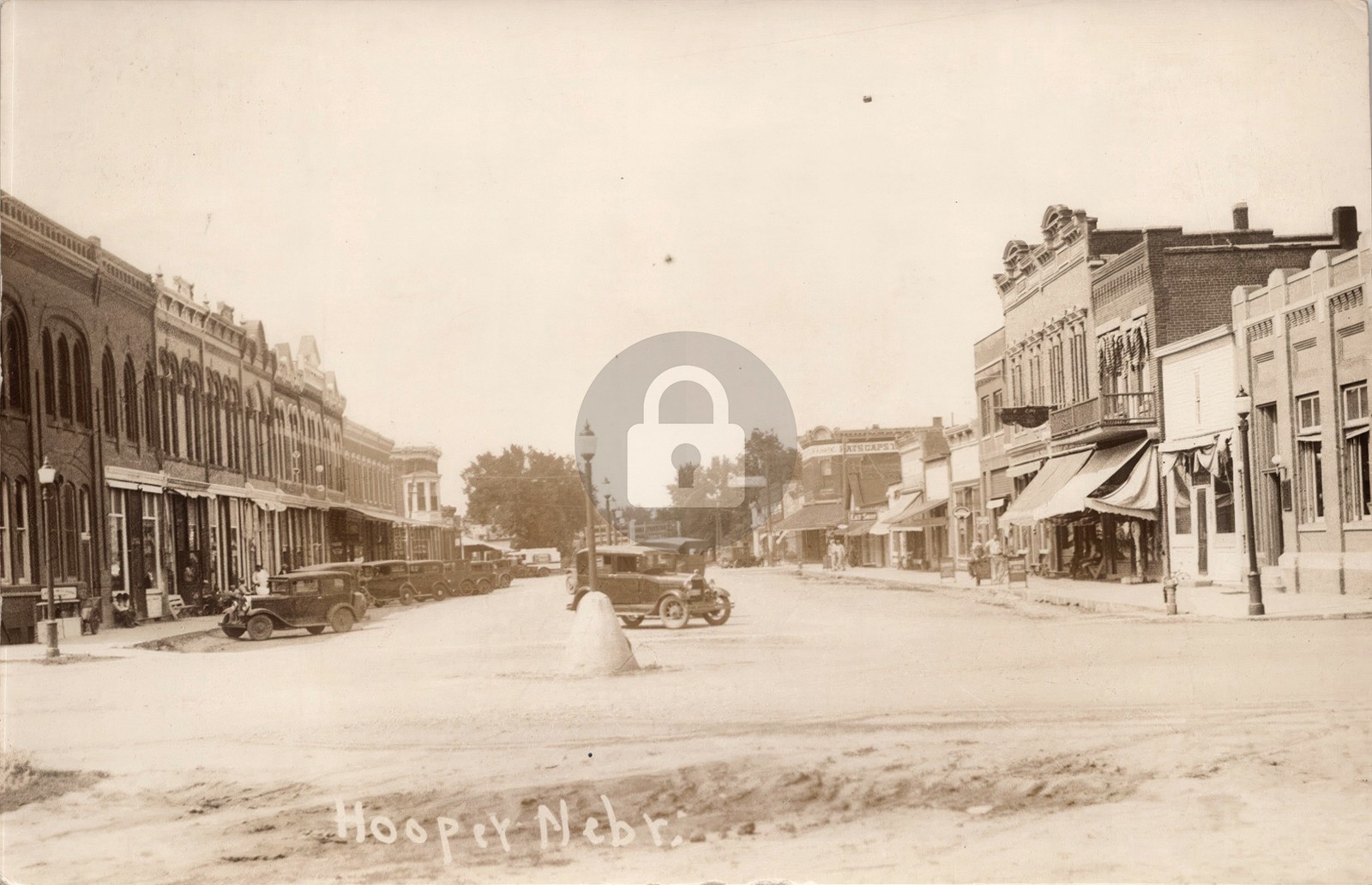 Hooper Nebraska Downtown Stores 1930's Cars RPPC Photo Postcard COPY