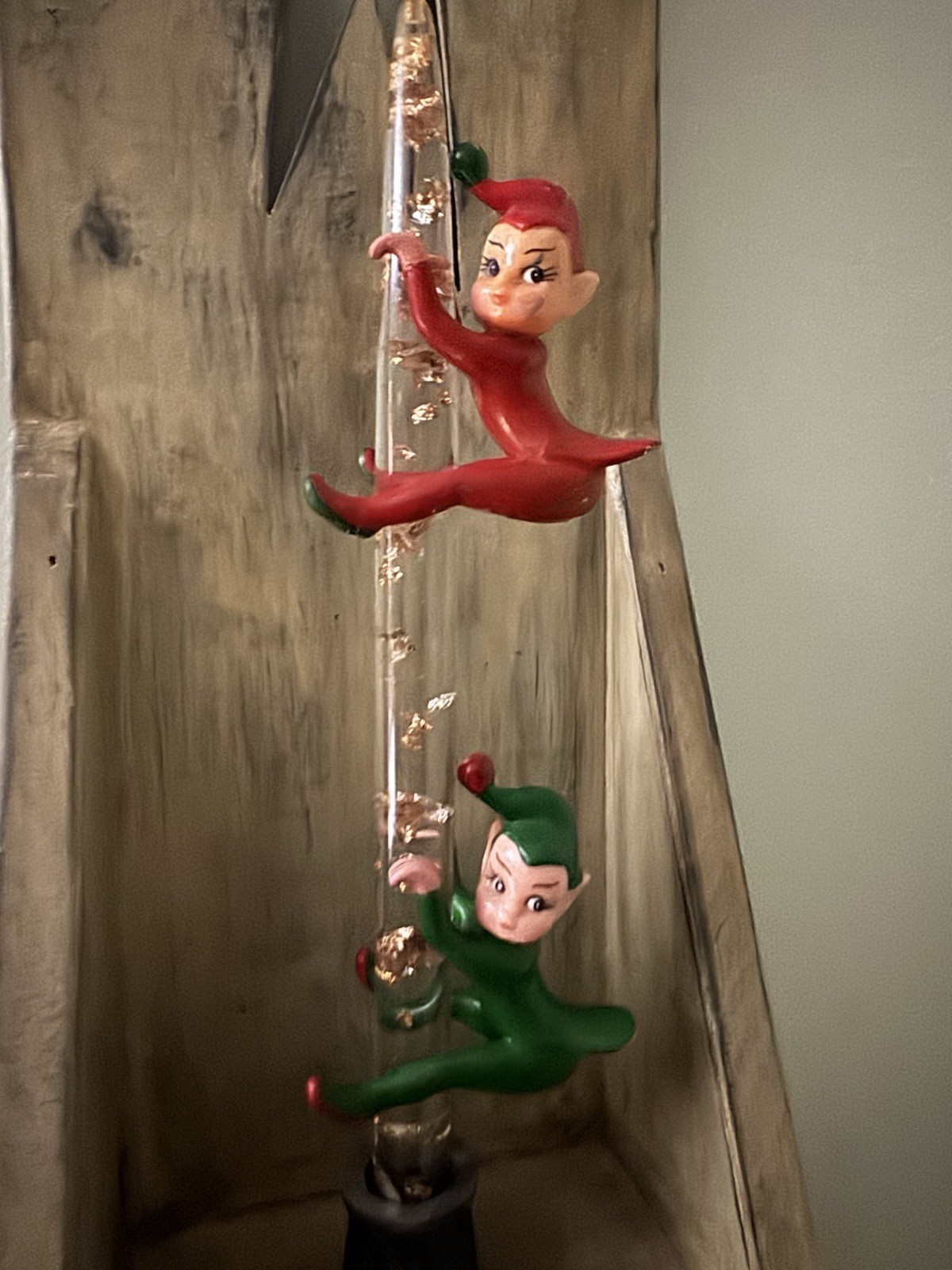 Vintage Rubber Pixie Candle Huggers Pair On A Lucite Candle